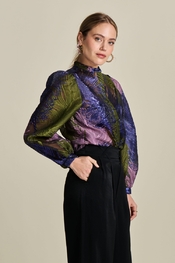 Pom Amsterdam - Blouse - Zwart-paars