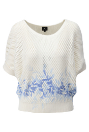 K-design - Pull - Ecru-blauw